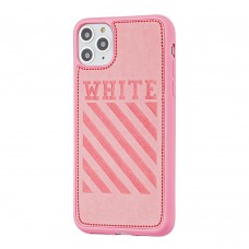 Чохол для iPhone 11 Pro off-white leather рожевий