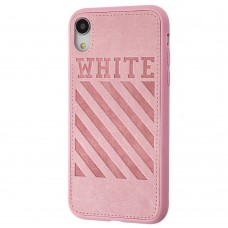 Чехол для iPhone Xr off-white leather розовый