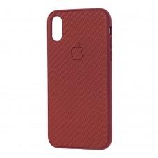 Чехол Carbon New для iPhone Xs Max темно-красный