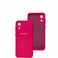 Чохол для Samsung Galaxy A03 Core (A032) Silicone Full camera яскраво-рожевий