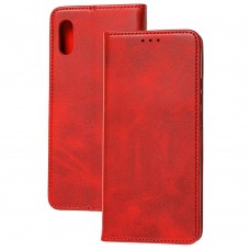 Чехол книжка для Xiaomi Redmi 9A Black magnet красный