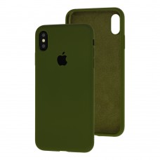 Чехол для iPhone Xs Max Silicone Full зеленый / black green