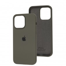 Чехол для iPhone 14 Pro Max Silicone Full серый / dark olive 