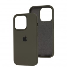 Чехол для iPhone 14 Pro Silicone Full серый / dark olive 