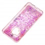 Чехол для Samsung Galaxy S9 (G960) Блестки вода светло-розовый "цветущие уголки"