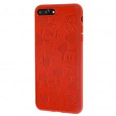 Чехол для iPhone 7 Plus / 8 Plus Mickey Mouse leather красный