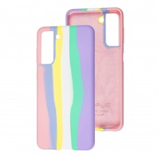 Чехол для Samsung Galaxy S21 (G991) Wave Rainbow pink