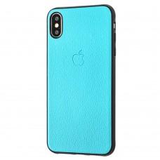 Чехол для iPhone Xs Max эко-кожа голубой