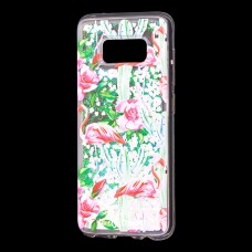 Чехол для Samsung Galaxy S8 (G950) Блестки вода светло-розовый "фламинго и кактусы"