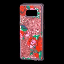 Чехол для Samsung Galaxy S8 (G950) Блестки вода красный "красные розы"