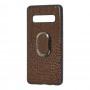 Чехол для Samsung Galaxy S10+ (G975) Genuine Leather Croco коричневый