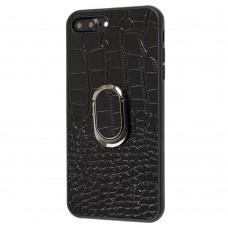 Чехол Genuine для iPhone 7 Plus / 8 Plus Leather Croco черный