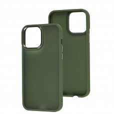 Чехол для iPhone 13 Pro Max Metal Bezel темно-зеленый