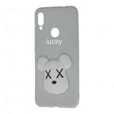 Чехол для Xiaomi Redmi Note 7 "мишка Lucky" серый