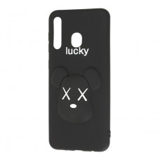 Чехол для Samsung Galxy A20 / 30 "мишка Lucky" черный