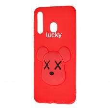 Чехол для Samsung Galxy A20 / 30 "мишка Lucky" красный