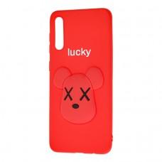 Чехол для Samsung Galxy A50 (A505) "мишка Lucky" красный