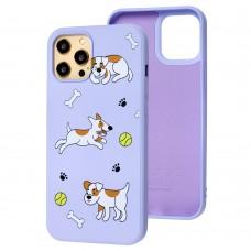 Чохол для iPhone 12 Pro Max Wave Fancy playful dog / light purple