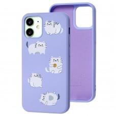 Чохол для iPhone 12 mini Wave Fancy fluffy cats / light purple