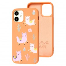 Чехол для iPhone 12 mini Wave Fancy funny llamas / peach