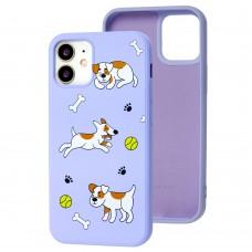 Чохол для iPhone 12 mini Wave Fancy playful dog / light purple