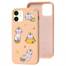 Чехол для iPhone 12 mini Wave Fancy rainbow cat / pink sand