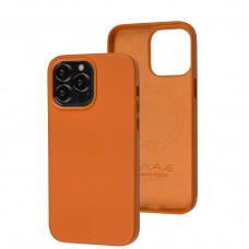 Чехол для iPhone 14 Pro Max WAVE Premium leather MagSafe orange