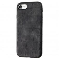 Чохол для iPhone 7 / 8 / SE 20 Leather croco full чорний