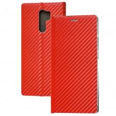 Чехол книжка для Xiaomi Redmi 9 Carbon book красный