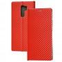 Чехол книжка для Xiaomi Redmi 9 Carbon book красный