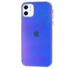 Чехол для iPhone 11 Rainbow glass с лого фиолетовый