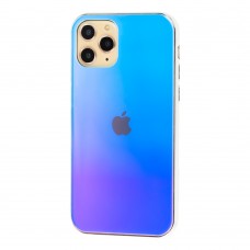 Чехол для iPhone 11 Pro Rainbow glass с лого синий