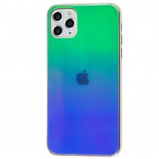 Чехол для iPhone 11 Pro Max Rainbow glass с лого зеленый
