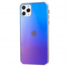 Чохол для iPhone 11 Pro Max Rainbow glass з лого синій