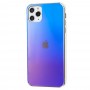 Чехол для iPhone 11 Pro Max Rainbow glass с лого синий