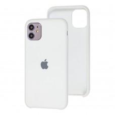 Чехол Silicone для iPhone 11 case белый темное яблоко