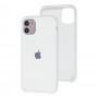 Чохол Silicone для iPhone 11 case білий темне яблуко