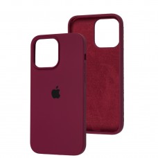 Чохол для iPhone 14 Pro Max Square Full silicone бордовий / maroon