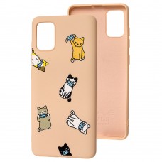 Чохол для Samsung Galaxy A51 (A515) Wave Fancy cats with a mask / pink sand