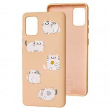 Чохол для Samsung Galaxy A51 (A515) Wave Fancy fluffy cats / pink sand