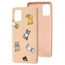 Чехол для Samsung A71 (A715) Wave Fancy cats with a mask / pink sand