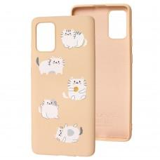 Чохол для Samsung Galaxy A71 (A715) Wave Fancy fluffy cats / pink sand