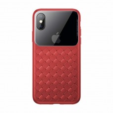 Чехол Baseus Glass Weaving для iPhone Xs Max красный
