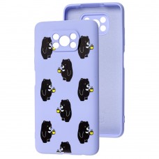 Чехол для Xiaomi Poco X3 Wave Fancy bears with tea / light purple