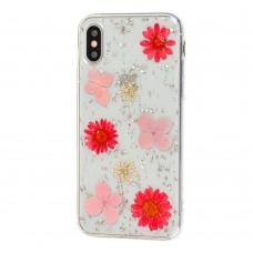 Чехол Nature Flowers для iPhone X / Xs гербарий розовый