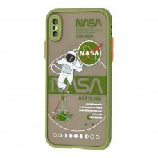 Чехол для iPhone X / Xs Picture shadow matte space nasa / army green