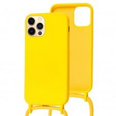 Чохол для iPhone 12 / 12 Pro Wave Lanyard without logo жовтий
