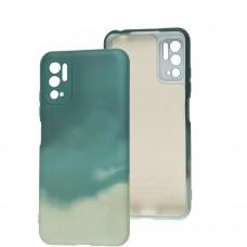 Чехол для Xiaomi Redmi Note 10 5G / Poco M3 Pro Wave Watercolor dark green / gray