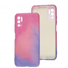 Чехол для Xiaomi Redmi Note 10 5G / Poco M3 Pro Wave Watercolor pink / purple