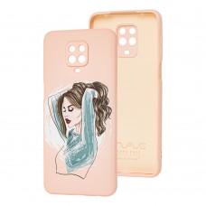Чехол для Xiaomi Redmi Note 9s/9 Pro Wave Fancy red lips girl / pink sand